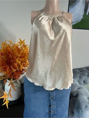 Satin Halter Camisole in Champagne